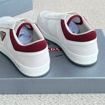 Prada White/Garnet Downtown Re-Nylon Sneakers - PRD056