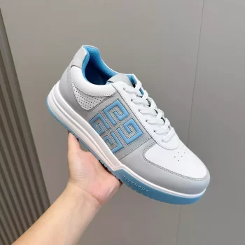 Givenchy G4 Sneakers in Leather and Perforated Leather Grey/Blue - G56V