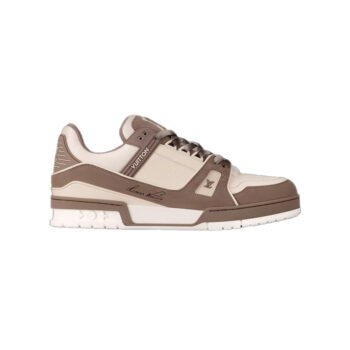 LV Trainer Sneaker Taupe Brown Nubuck and Grained Leather