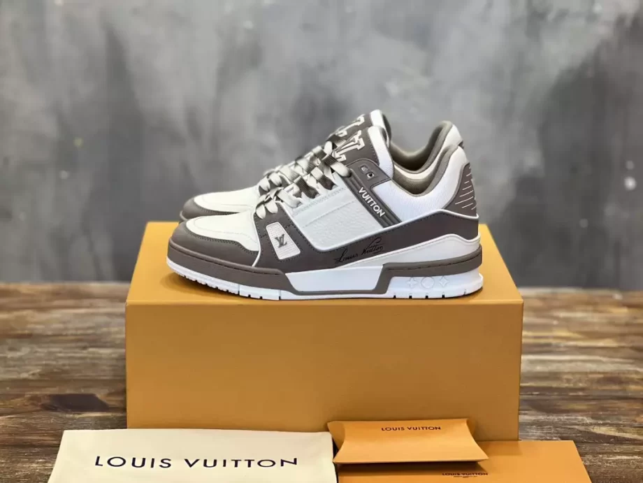 LV Trainer Sneaker Taupe Brown Nubuck and Grained Leather - LSVT290